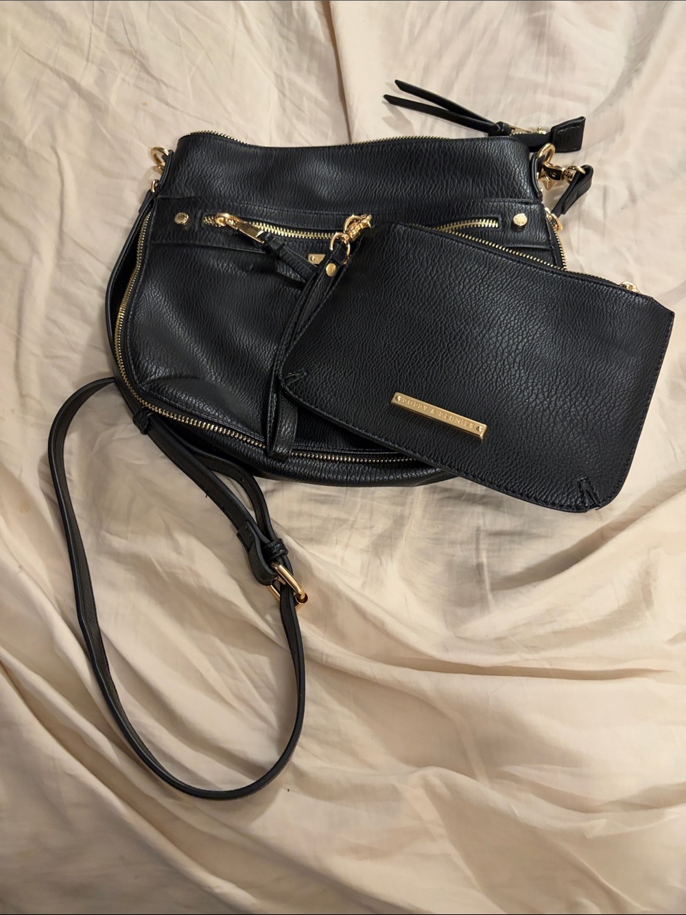 Black Crossbody Bag with Removable Pouch